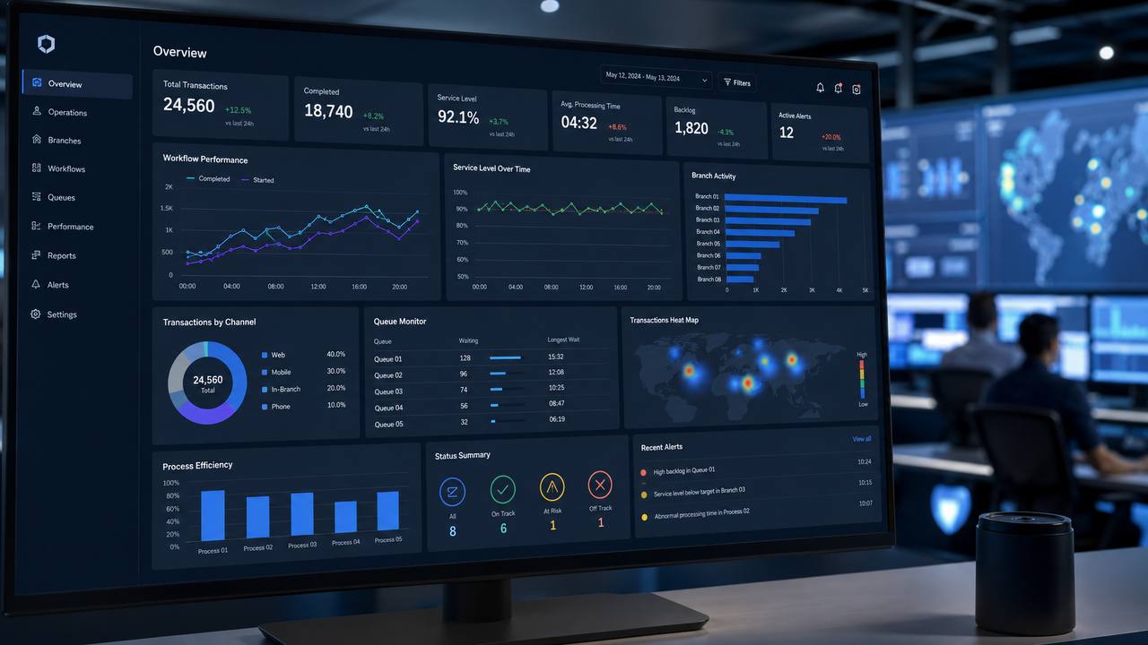 Financial technology dashboard in a modern banking environment